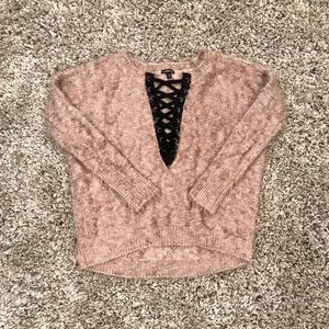 Sweater - Lace Up / Fuzzy